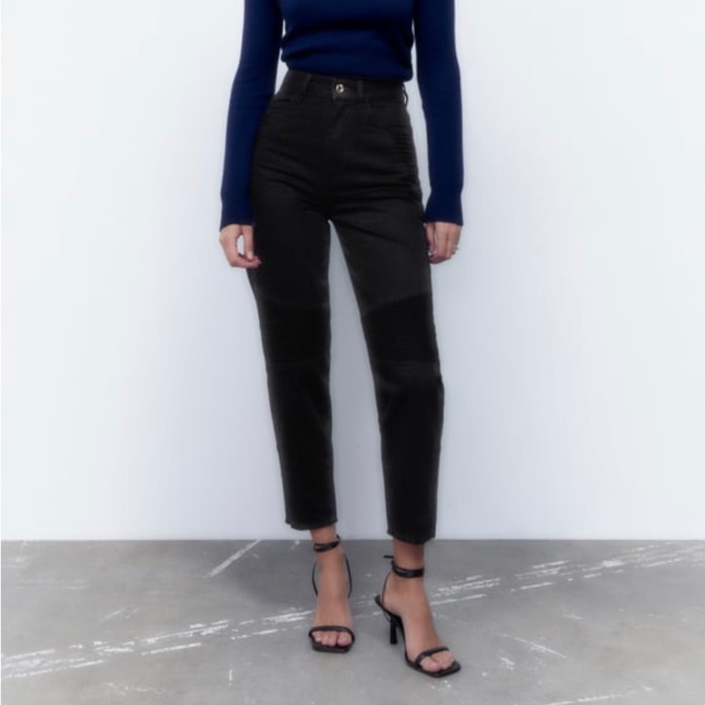 Zara Mom Fit Biker Jeans - Black